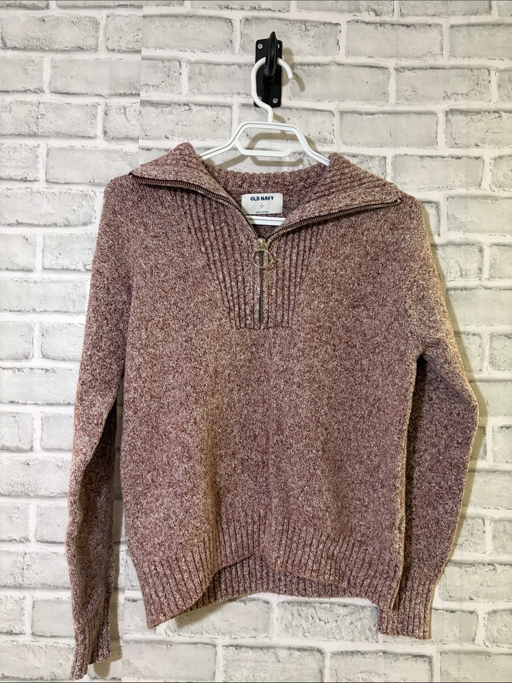 Old Navy Heathered Mauve Half-Zip Pullover Sweater, small